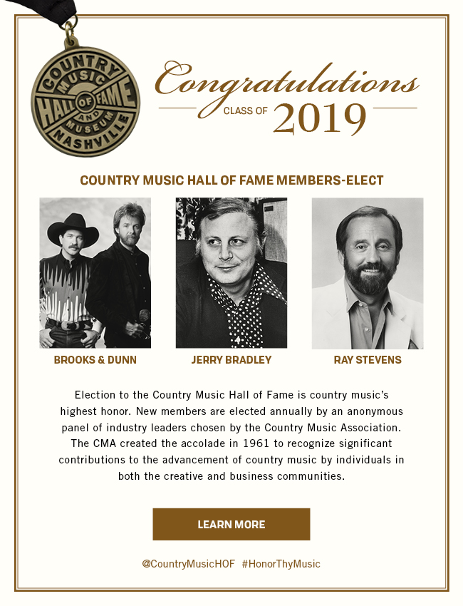 Country Music Hall of Fame Members-Elect 2019: Brooks & Dunn, Jerry Bradley, Ray Stevens
